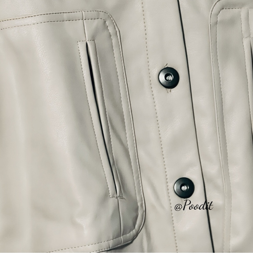 NEW IN cream pleather oversized Shacket S M L - Picture 4 of 6